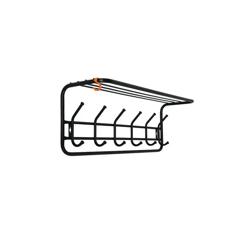 Вешалка настенная с полкой "ВСП7", 265х725х220 мм, 6 крючков, металл, черная, ВСП 7 Ч главное фото